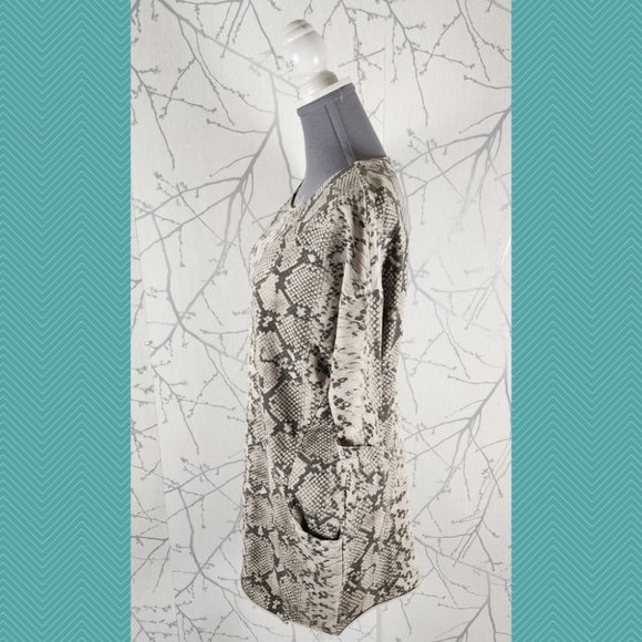 Wi & Co Beige Snakeskin Printed Cotton Blend Tunic Dress - Picture 2 of 4